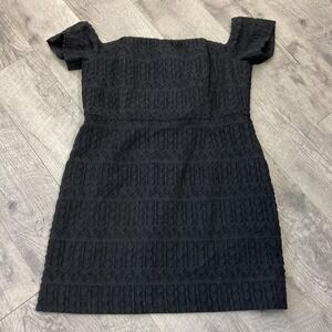 Vineyard Vines Black Textured Off Shoulder Sleeveless Mini Dress - Size 16